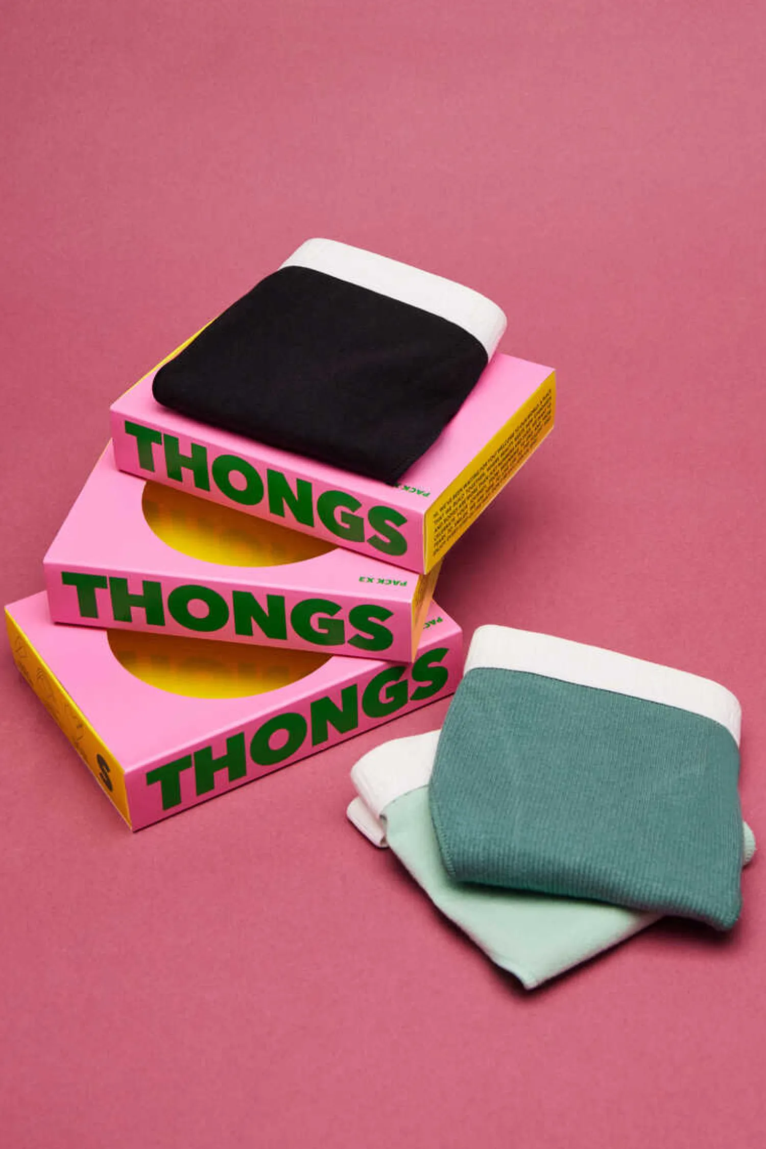 HI&BYE Roupa Interior-Pack 3 Cuequinhas Tanga Multicolor: Preto, Verde-Claro, Verde-Escuro