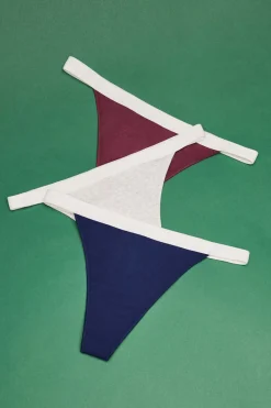 HI&BYE Roupa Interior-Pack 3 Cuequinhas Tanga Multicolor: Navy, Cinzento, Bordeaux