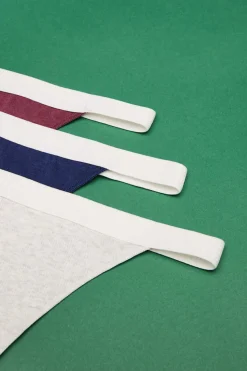 HI&BYE Roupa Interior-Pack 3 Cuequinhas Tanga Multicolor: Navy, Cinzento, Bordeaux