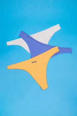 HI&BYE Roupa Interior-Pack 3 Tangas Multicoloridas: Lilas, Cor De Laranja, Cinzento