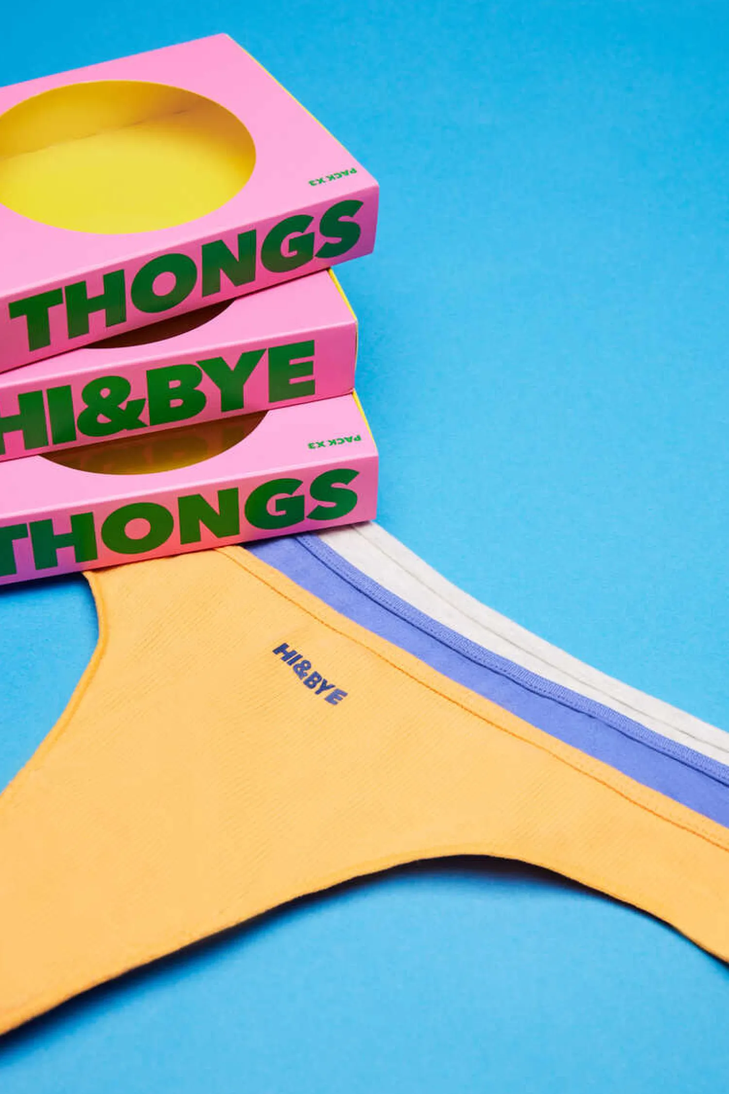 HI&BYE Roupa Interior-Pack 3 Tangas Multicoloridas: Lilas, Cor De Laranja, Cinzento