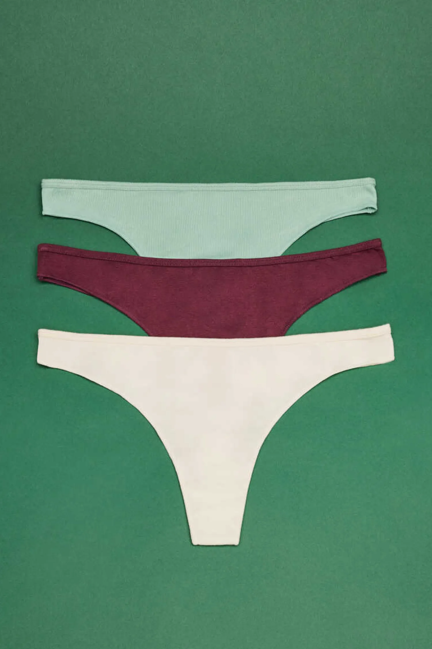 HI&BYE Roupa Interior-Pack 3 Tangas Multicoloridas: Verde, Amarelo, Bordo