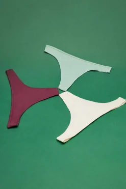 HI&BYE Roupa Interior-Pack 3 Tangas Multicoloridas: Verde, Amarelo, Bordo