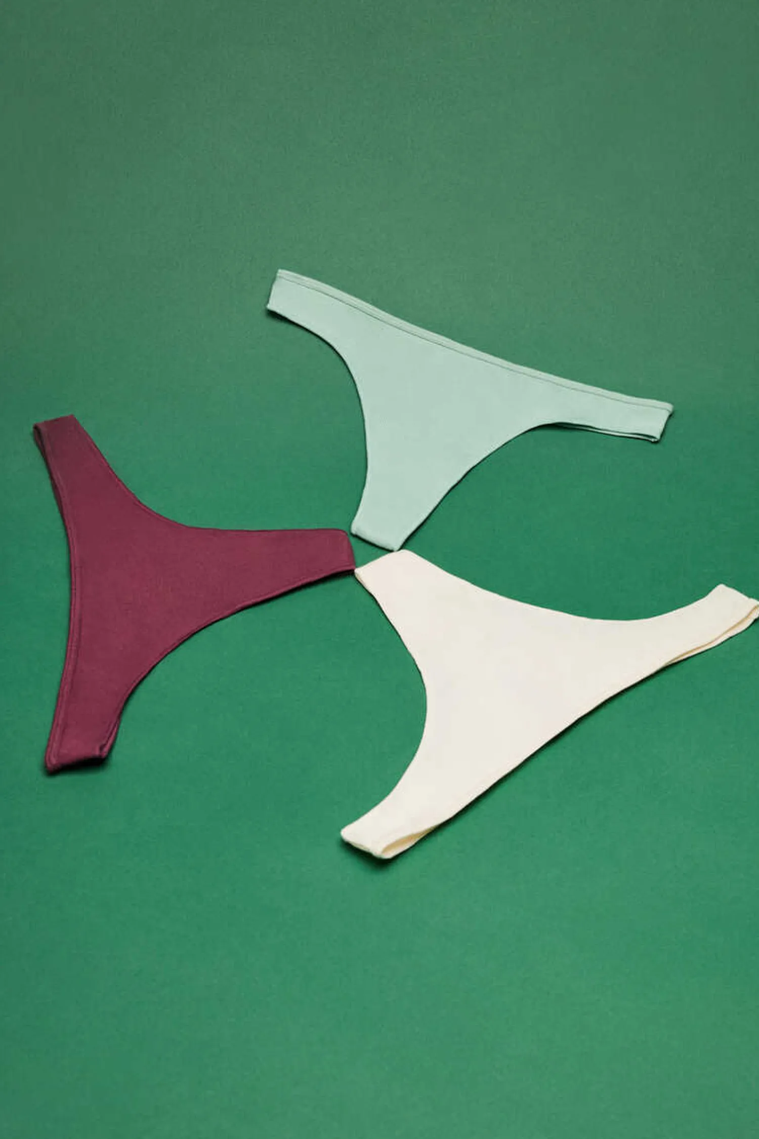 HI&BYE Roupa Interior-Pack 3 Tangas Multicoloridas: Verde, Amarelo, Bordo