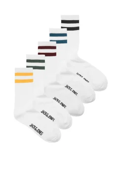 Jack & Jones Pack De 5 Meias Altas De Tenis Branco