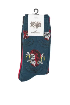 Jack & Jones Pack De 5 Meias Altas Print Caveiras Preto Best