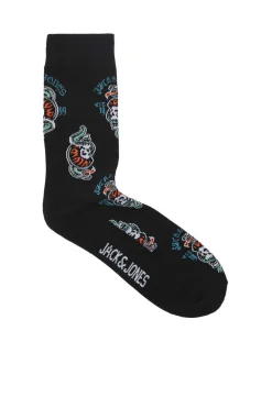 Jack & Jones Pack De 5 Meias Altas Print Caveiras Preto Best