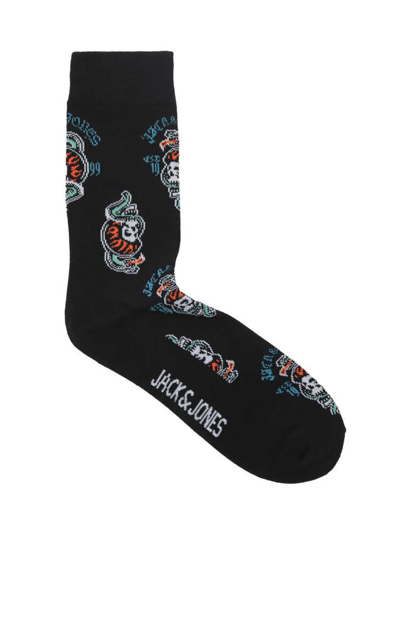 Jack & Jones Pack De 5 Meias Altas Print Caveiras Preto Best