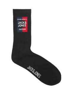 Jack & Jones Pack De 5 Meias Altas Print Logo Preto Discount
