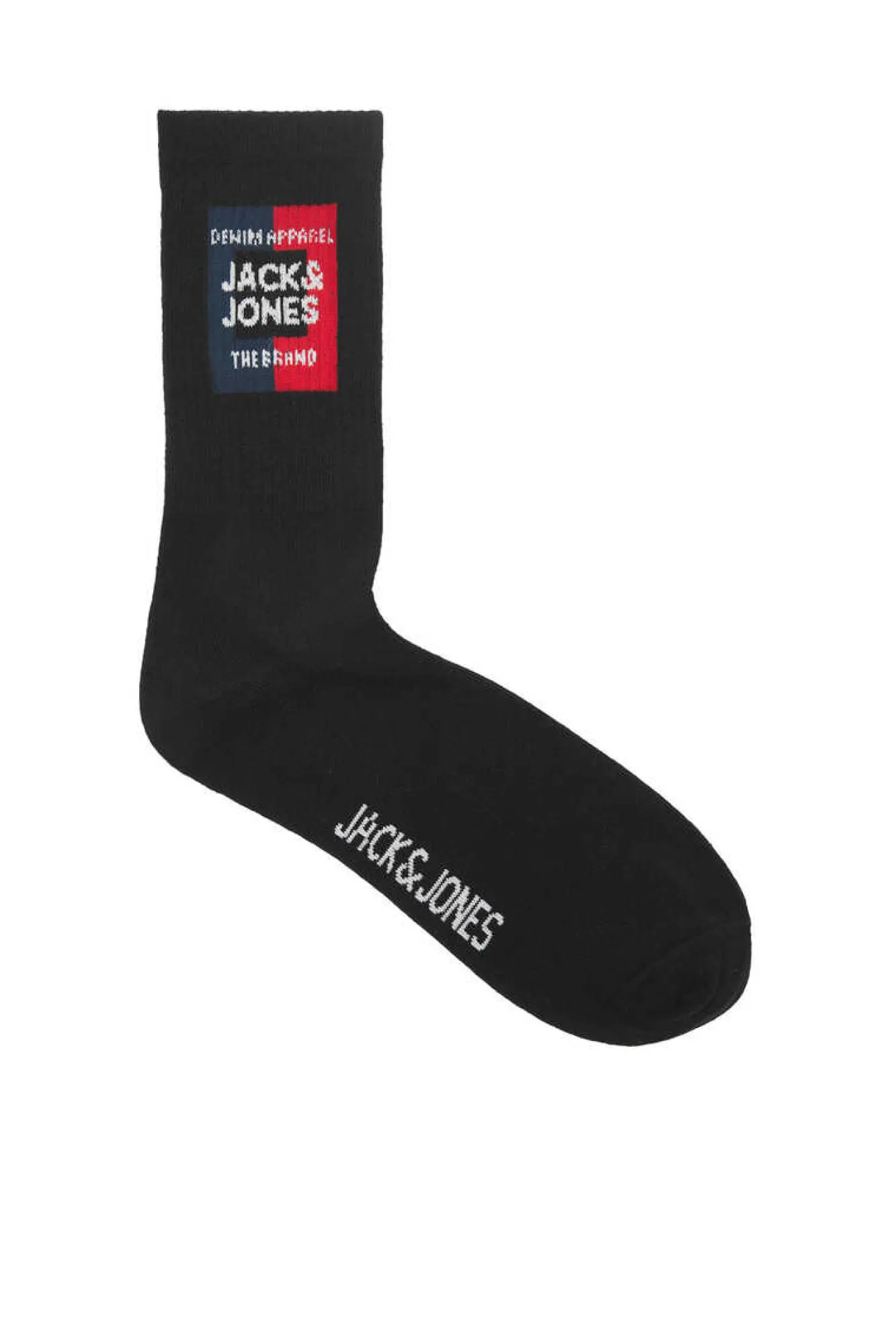 Jack & Jones Pack De 5 Meias Altas Print Logo Preto Discount