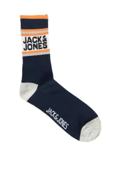 Jack & Jones Pack De 5 Meias Altas Print Desportivo De Riscas Marinho Hot