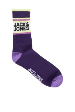 Jack & Jones Pack De 5 Meias Altas Print Desportivo De Riscas Marinho Hot