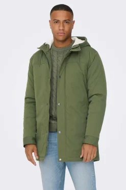 Only & Sons Parka Acolchoada Capuz Verde Hot