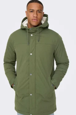 Only & Sons Parka Acolchoada Capuz Verde Hot