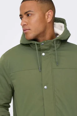 Only & Sons Parka Acolchoada Capuz Verde Hot