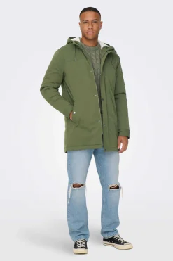 Only & Sons Parka Acolchoada Capuz Verde Hot