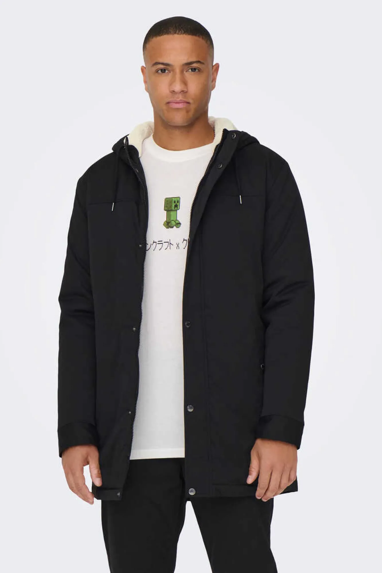 Only & Sons Parka Acolchoada Capuz Preto Discount