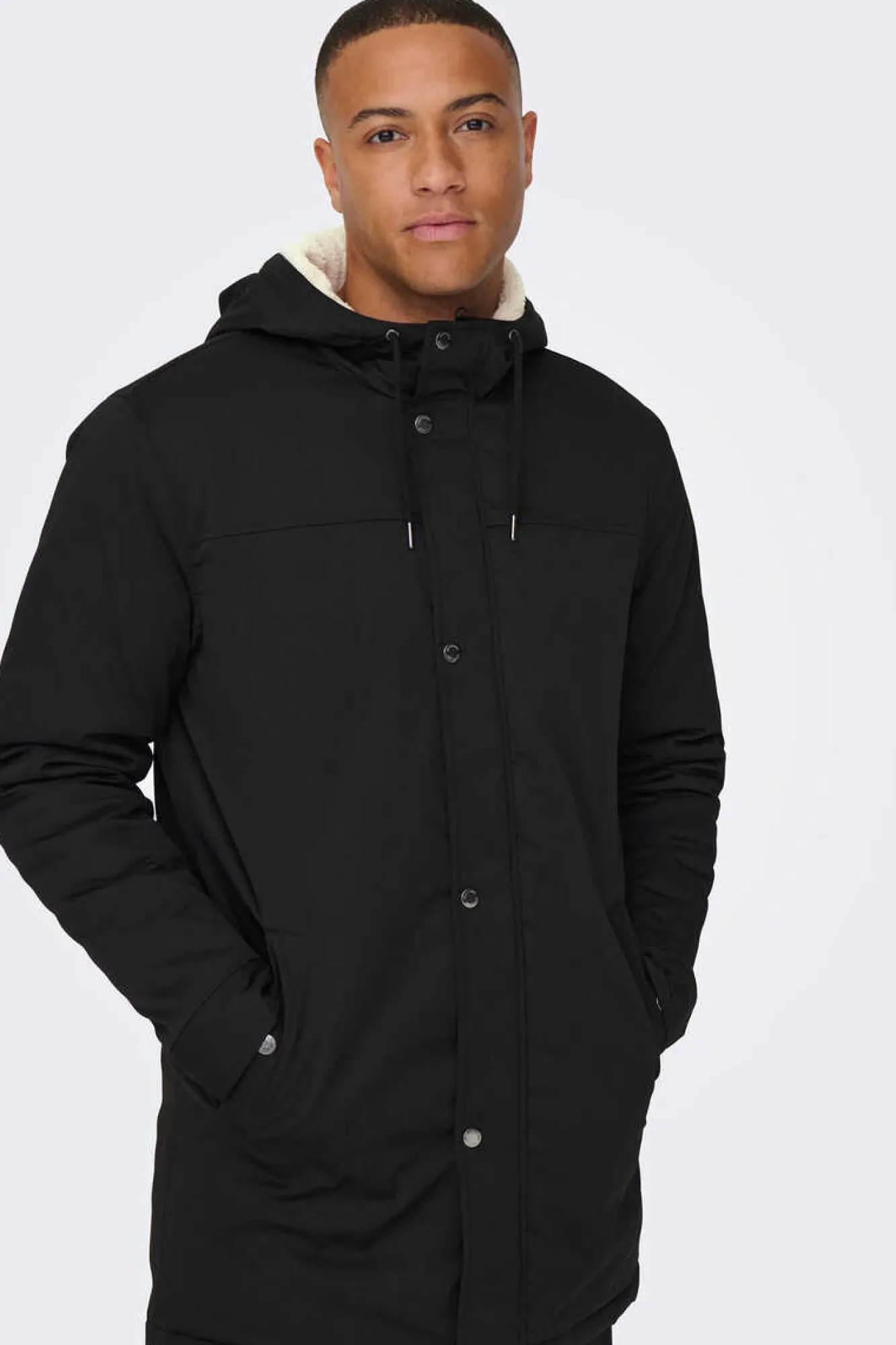 Only & Sons Parka Acolchoada Capuz Preto Discount