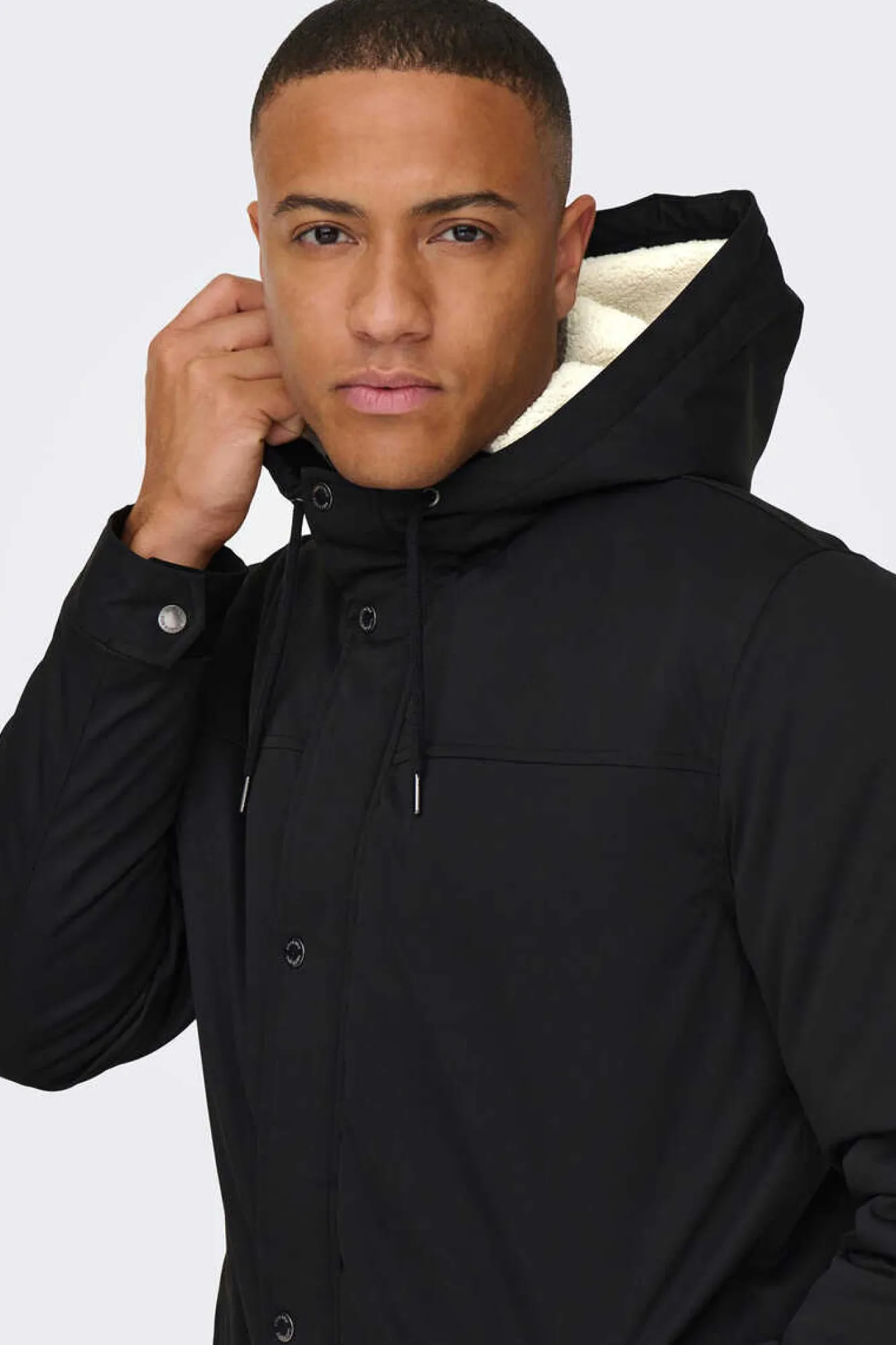 Only & Sons Parka Acolchoada Capuz Preto Discount