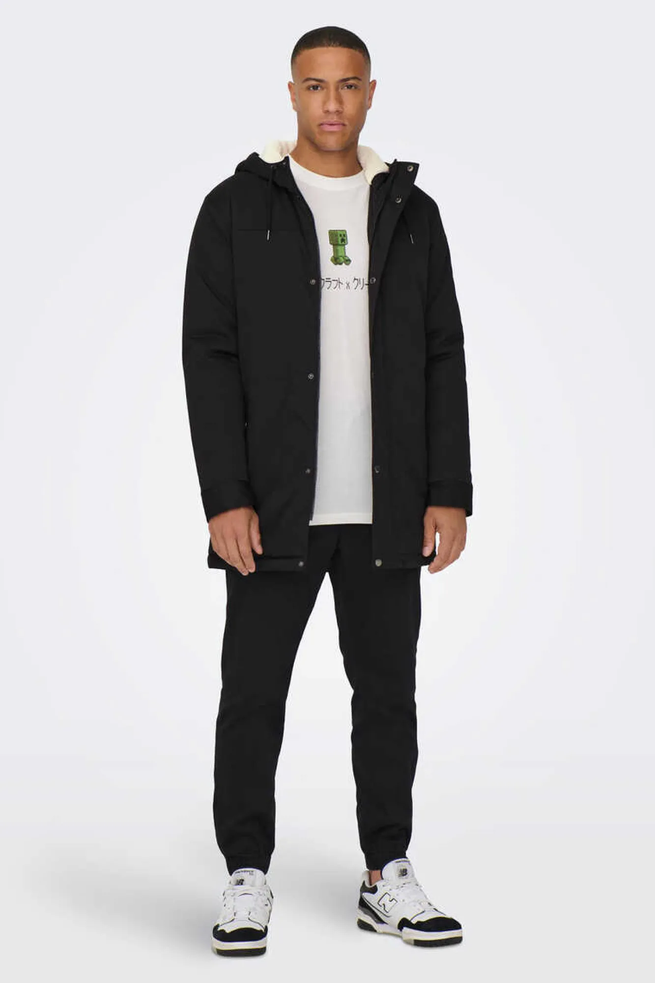 Only & Sons Parka Acolchoada Capuz Preto Discount