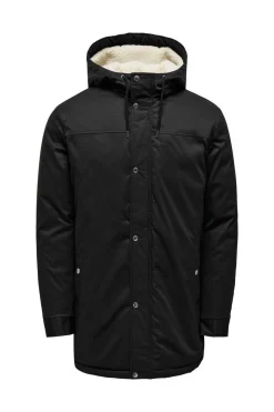 Only & Sons Parka Acolchoada Capuz Preto Discount