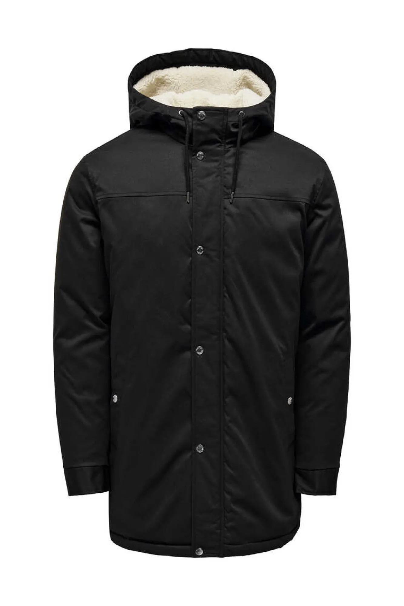 Only & Sons Parka Acolchoada Capuz Preto Discount