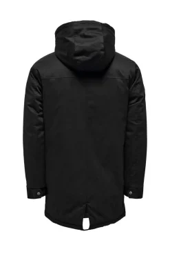 Only & Sons Parka Acolchoada Capuz Preto Discount