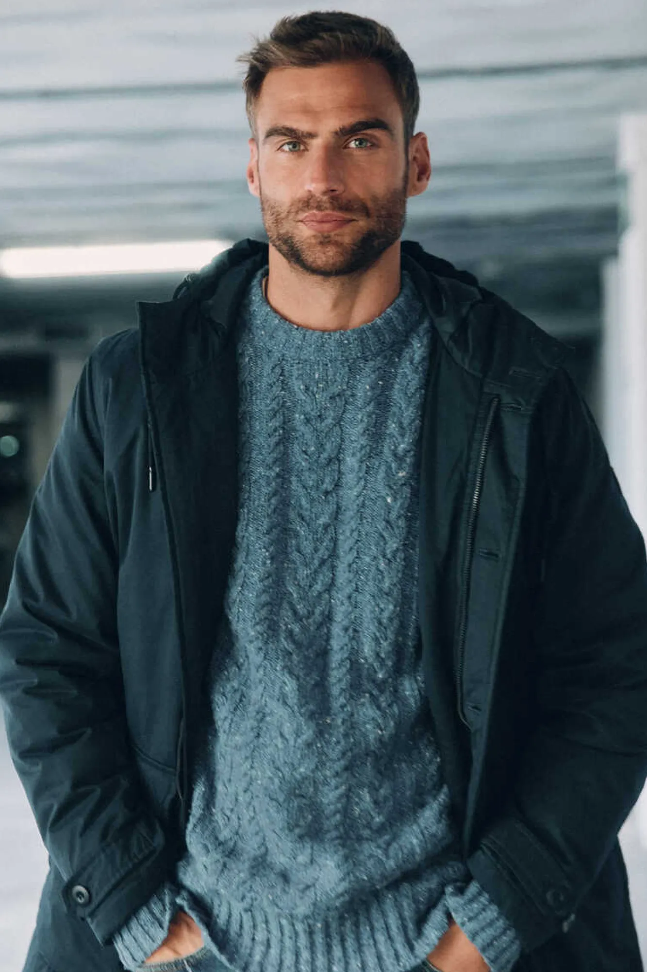 Ooto Parka Impermeavel Capuz Azul