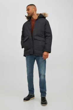 Jack & Jones Parka Pelo Capuz Preto Discount