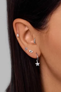 Singularu Bijuteria-Pendiente Suelto Ojo De Horus Plata