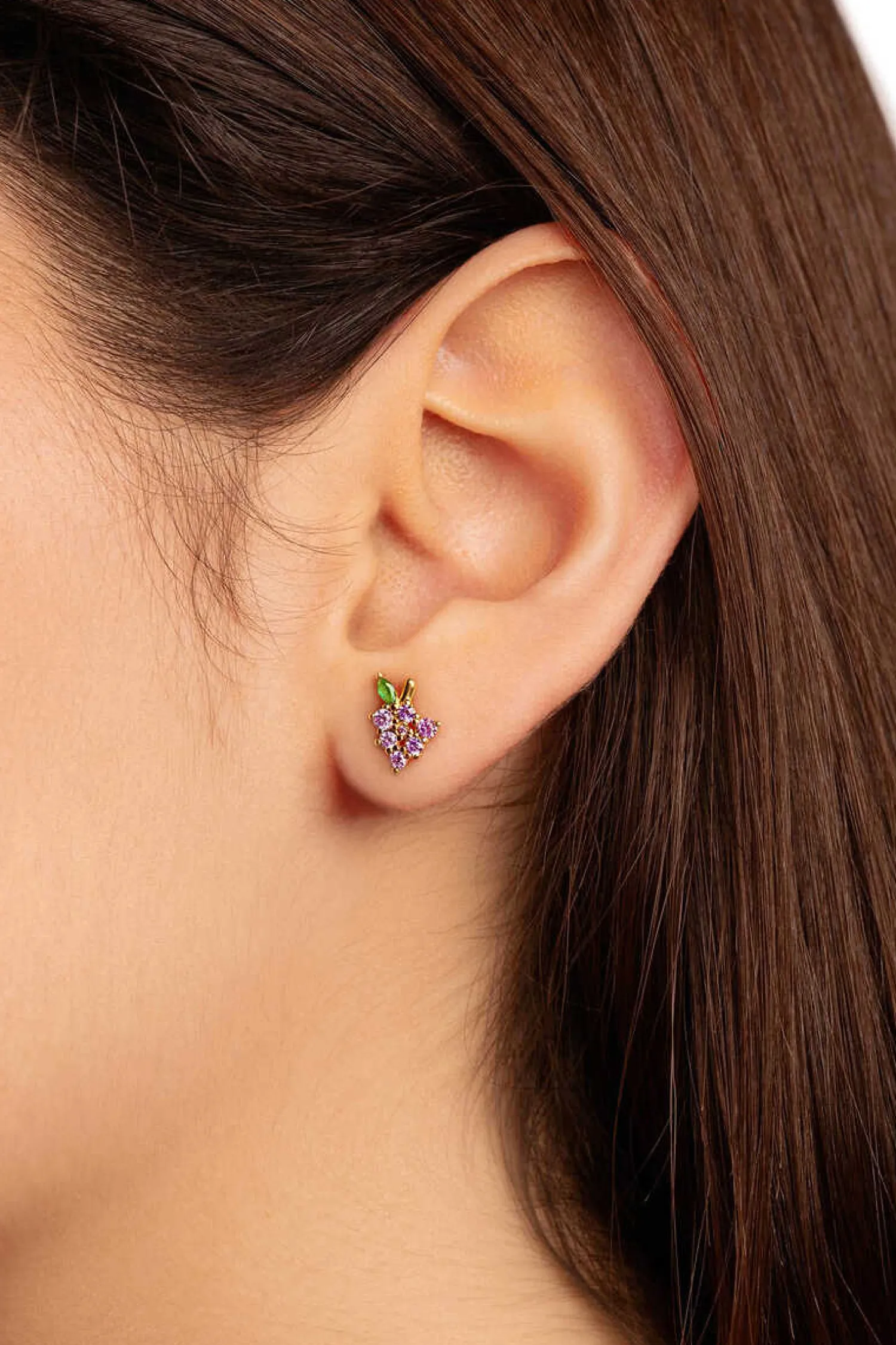 Singularu Bijuteria-Pendiente Suelto Tropical Grape Plata Bano Oro