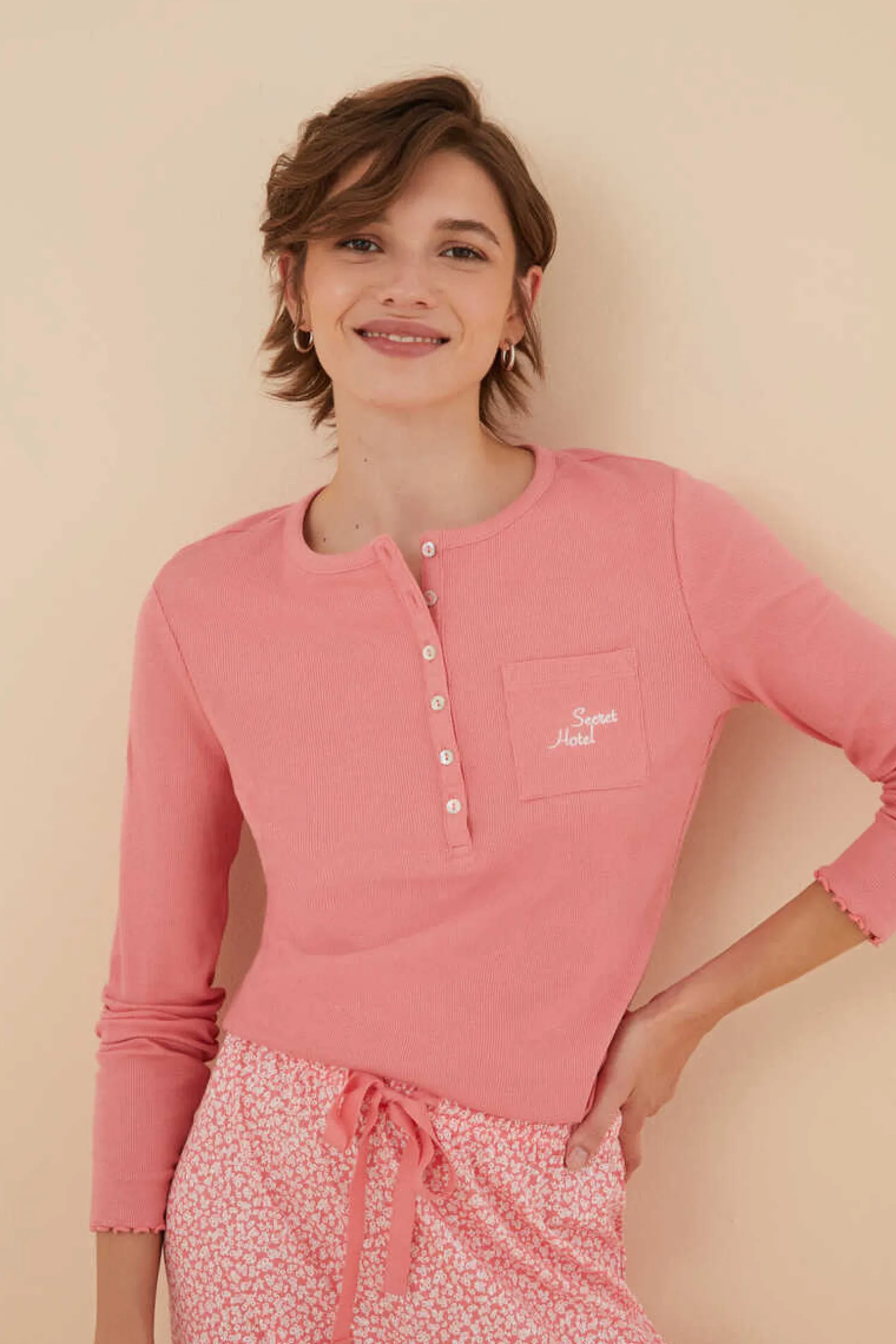 Women'secret Pijamas-Pijama 100% Algodao Coral Multiflor