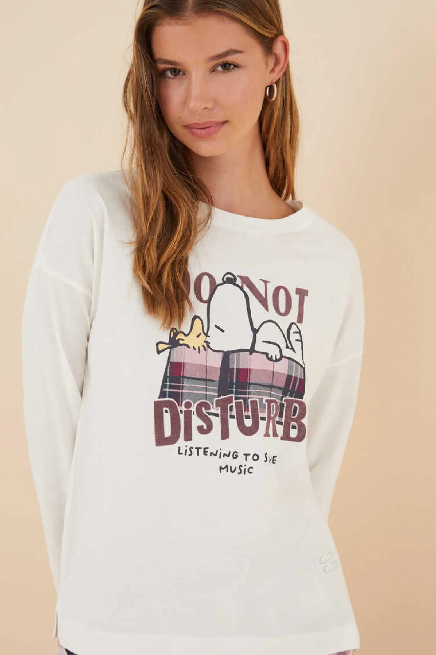 Women'secret Pijamas-Pijama 100% Algodao Snoopy Flanela