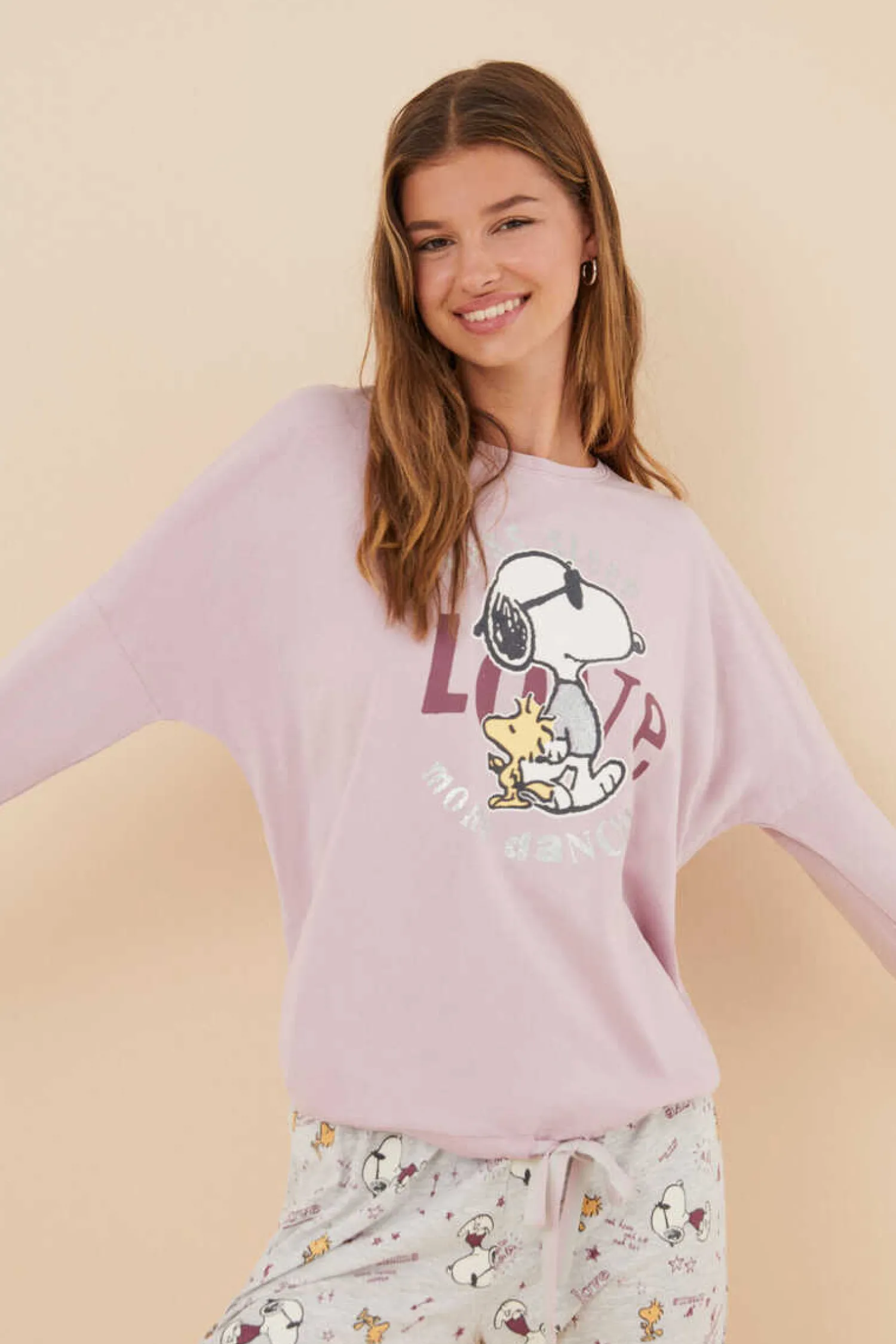 Women'secret Pijamas-Pijama 100% Algodao Snoopy Love
