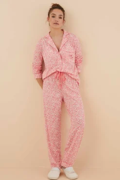 Women'secret Pijamas-Pijama Camiseiro 100% Algodao Flores Coral