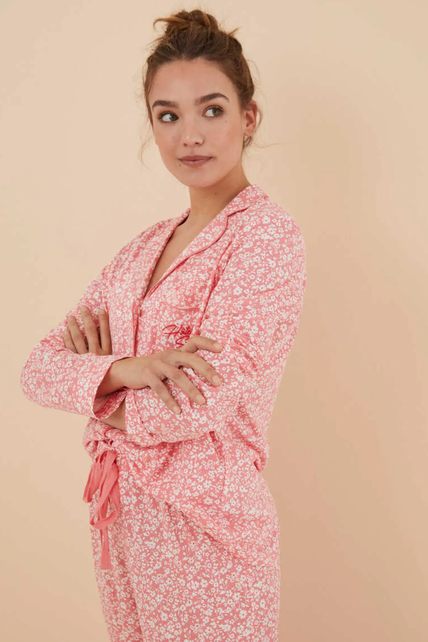 Women'secret Pijamas-Pijama Camiseiro 100% Algodao Flores Coral