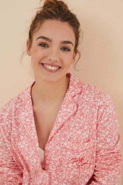 Women'secret Pijamas-Pijama Camiseiro 100% Algodao Flores Coral