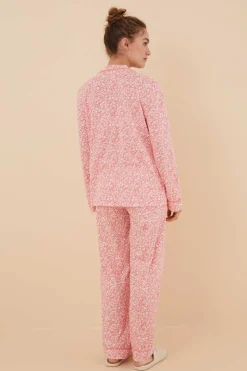 Women'secret Pijamas-Pijama Camiseiro 100% Algodao Flores Coral