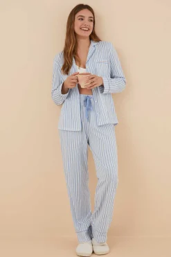 Women'secret Pijamas-Pijama Camiseiro 100% Algodao Riscas