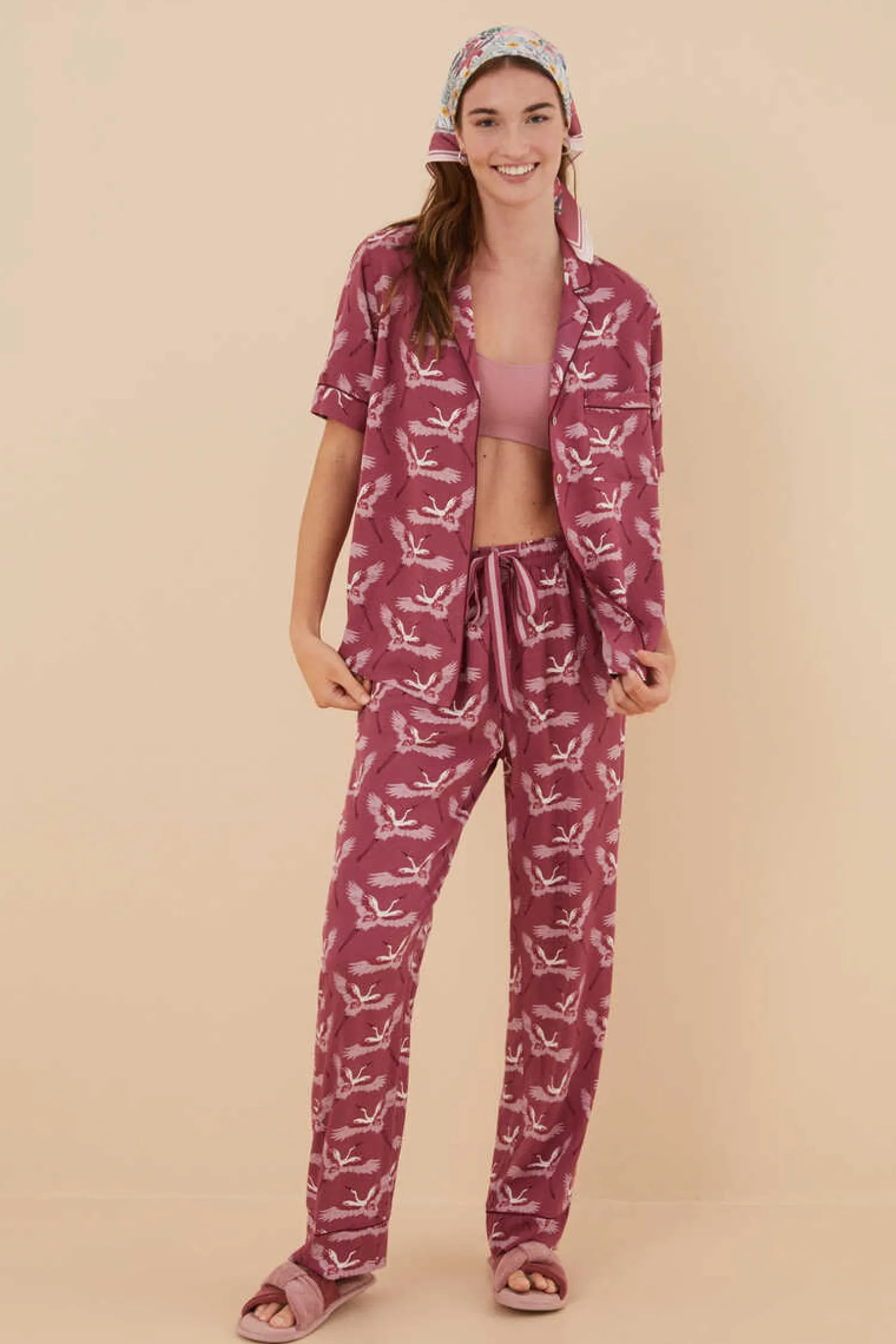 Women'secret Pijamas-Pijama Camiseiro Com Estampado De Garcas De Moniquilla