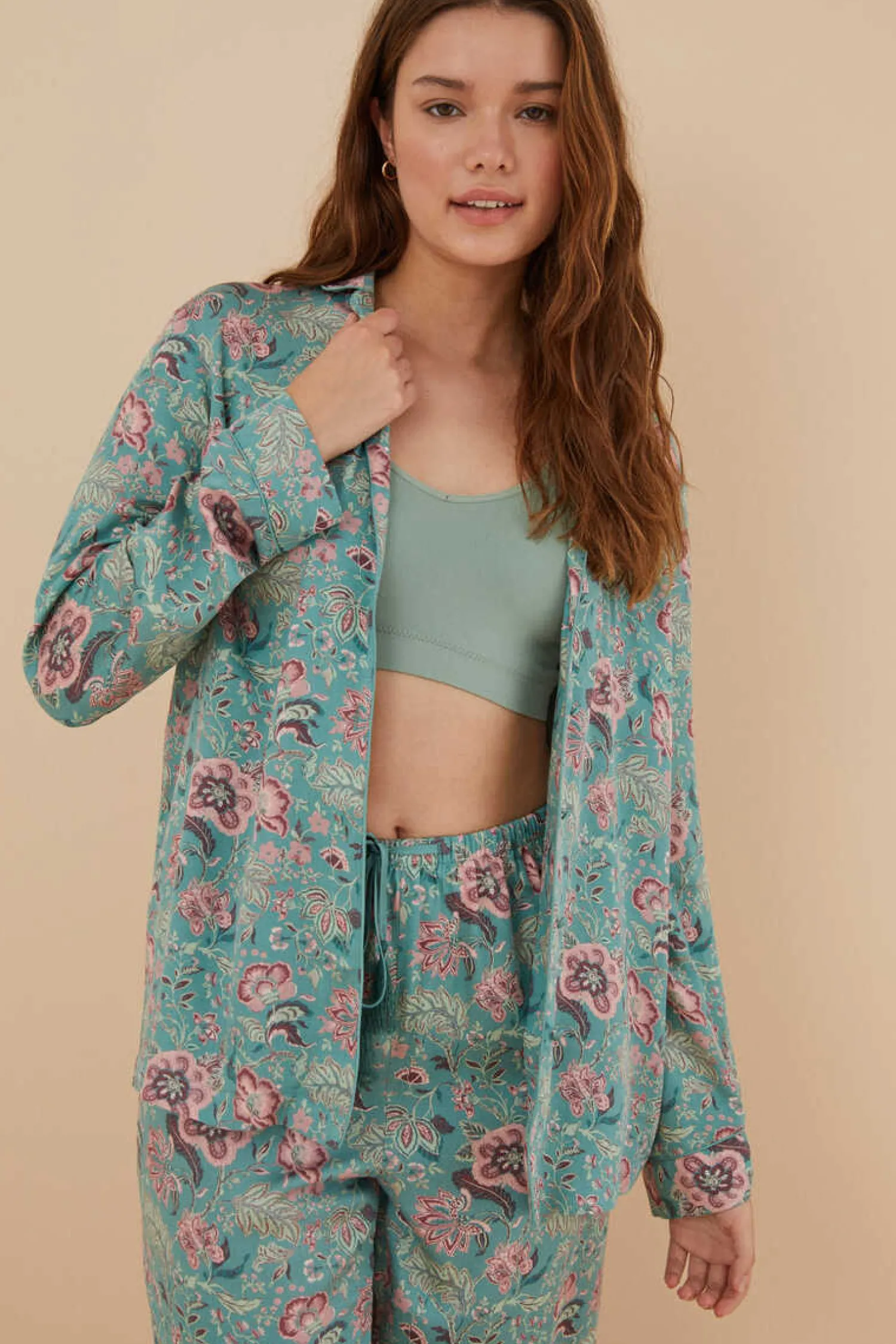 Women'secret Pijamas-Pijama Camiseiro Flores Viscose Cetim