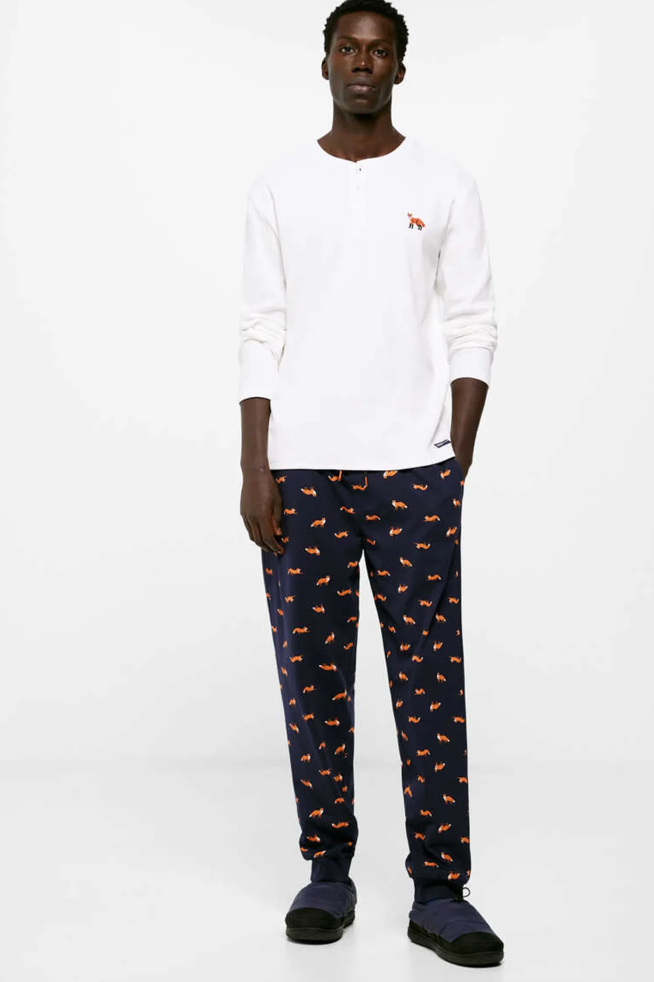 Springfield Pijama Comprido Algodao Malha Raposa Azul Hot