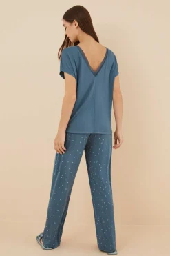 Women'secret Pijamas-Pijama Comprido Flores Azul