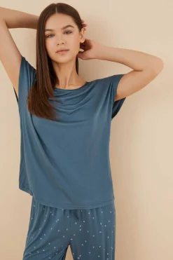 Women'secret Pijamas-Pijama Comprido Flores Azul