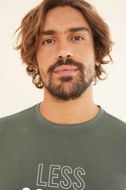 Women'secret Pijama Comprido Homem 100% Algodao Verde Beige