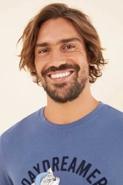 Women'secret Pijama Comprido Homem 100% Algodao Tom E Jerry Azul Discount