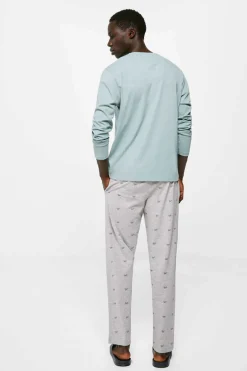 Springfield Pijama Comprido Malha Algodao Bicicleta Cinza Discount