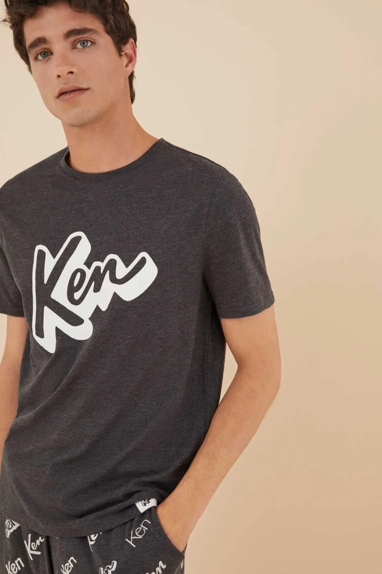 Women'secret Pijama Curto De Homem Algodao Ken Cinzento Best