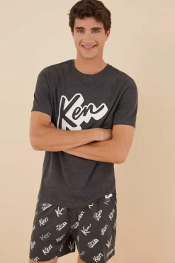 Women'secret Pijama Curto De Homem Algodao Ken Cinzento Best