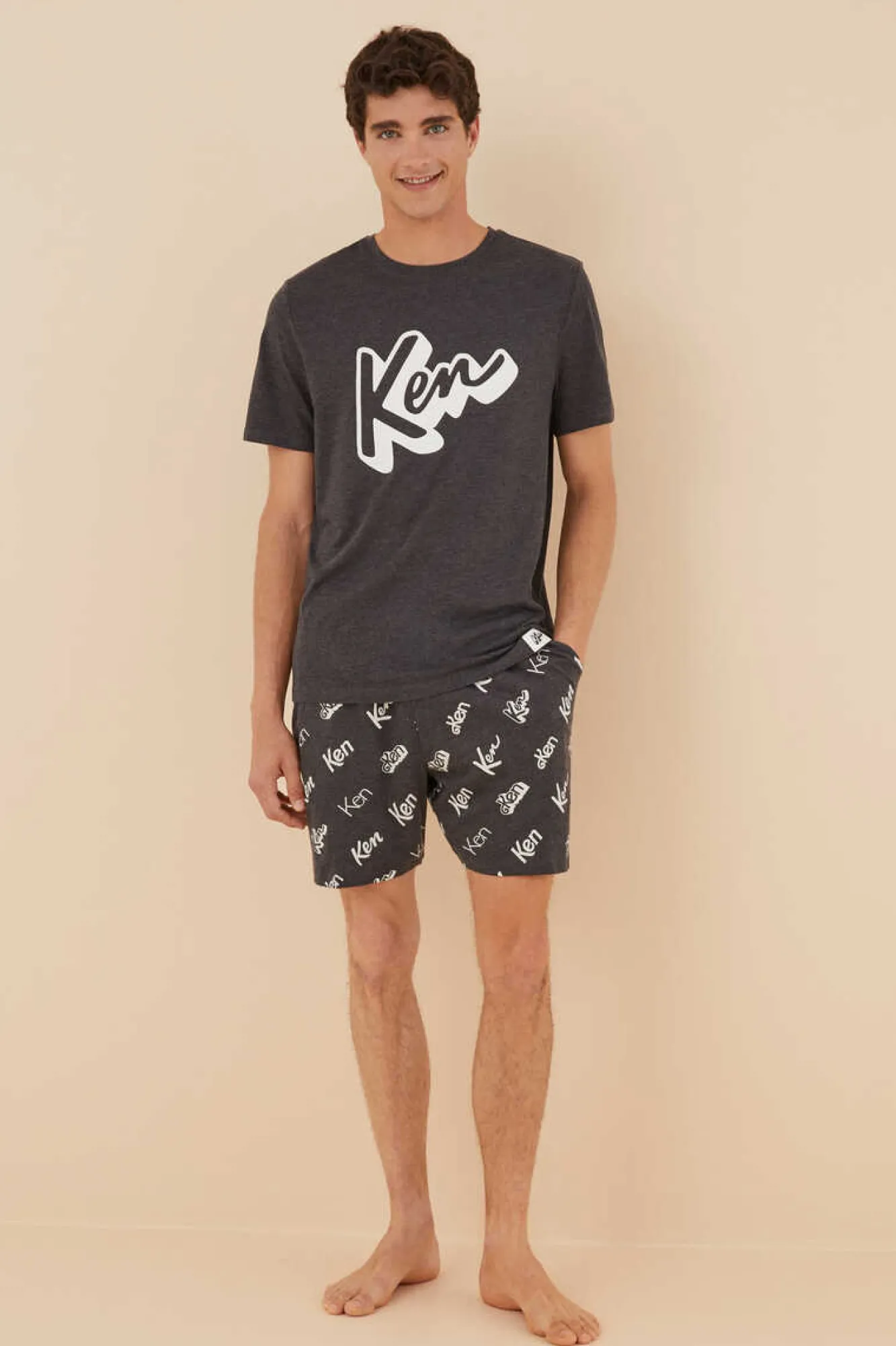 Women'secret Pijama Curto De Homem Algodao Ken Cinzento Best